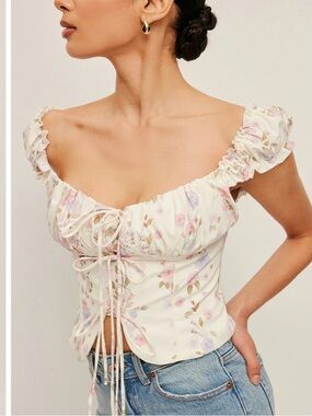 NWT Commense floral tie front top